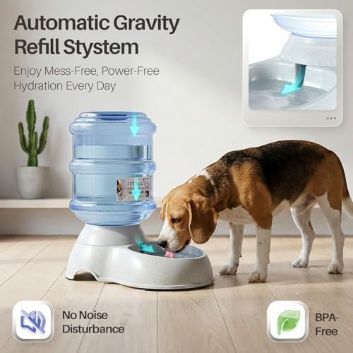 Flexzion Gravity Pet Feeder, Dog and Cat Food Dispenser, 1-Gallon Capacity | Self-Replenishing Dry Food Station with Non-Skid Feet and a Carry Handle; Holds Approximately 4-6 Lb Of Kibble