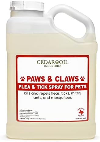Paws and Claws Pet Spray - Natural Flea and Tick Repellent with Cedar Oil - Effective and Safe Pest Control for Dogs and Cats, Helps Repels Fleas, Ticks, and Mites, Pet Friendly (1 Gallon)