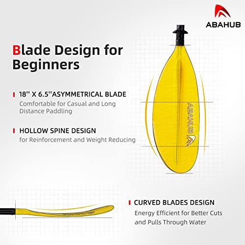 Abahub Kayak Paddle with Free Leash 220-240cm Kayaking Oars