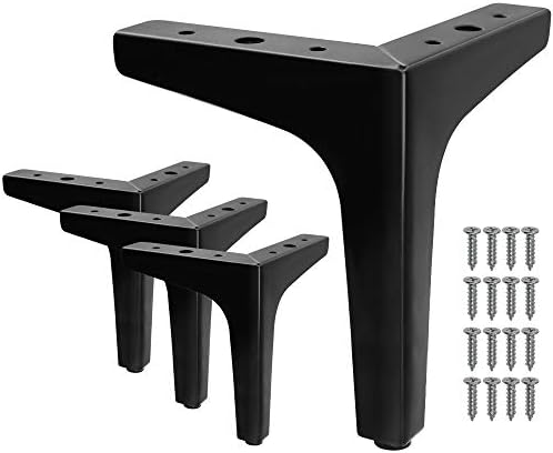4 Pack 4 Inch Furniture Legs, Chrome Metal Polished Triangle Feet