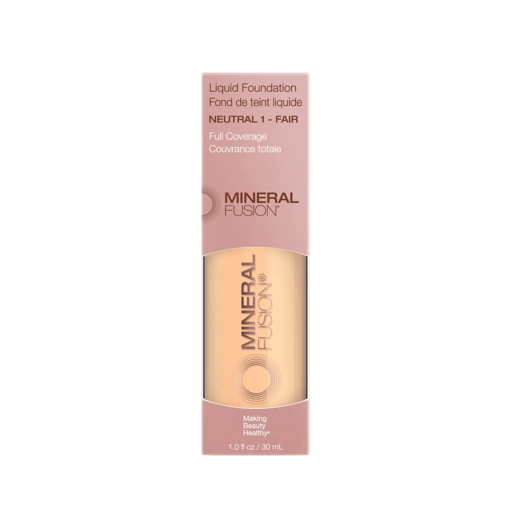 Mineral Fusion Full Coverage Liquid Foundation (Cool 1, Fair), 1 Fl Oz