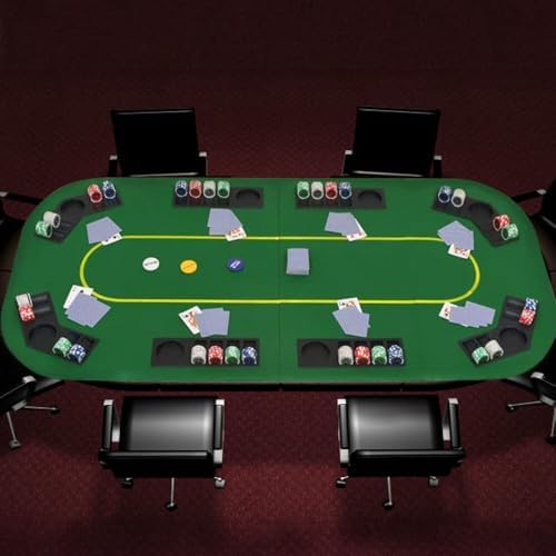Trademark Poker Poker Table Top - 80-inch Foldable Card Mat for up to 8 Players - Blackjack Table with Cupholders and Chip Trays (Green)