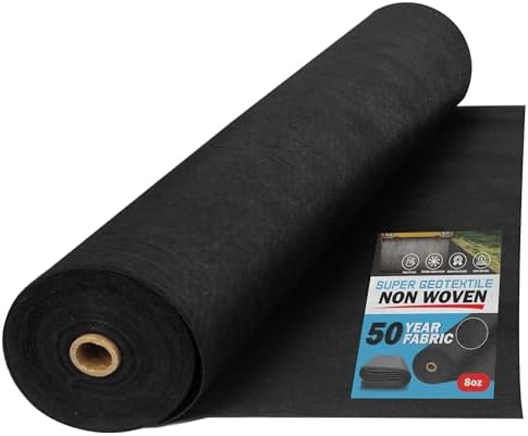 Super Geotextile 4, 6, 8 oz Non Woven Fabric for Landscaping, French Drains, Underlayment, Erosion Control, Construction Projects - 8 oz (4x100)