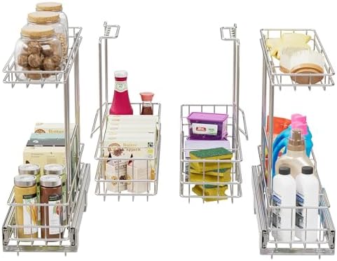 Under Sink Organizer 9" W X19 D, Pull Out Cabinet Organizer 2 Tier