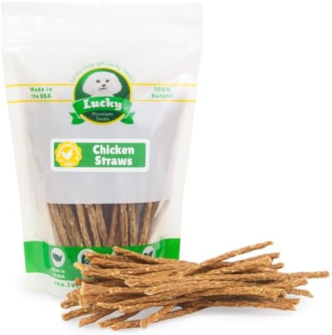 Chicken Jerky Straws Dog Treats – Chicken Sticks for Dogs Made and Sourced in The USA – Natural Single Ingredient Dehydrated Crunchy Treats for All Breeds – 28oz Bag