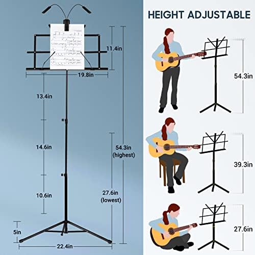 CAHAYA Sheet Music Stand Portable Folding Dual Use Desktop Book Holder