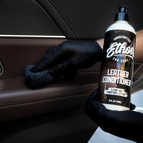 Ethos Car Leather Cleaner and Conditioner 16oz – Leather Seat Cleaner & Conditioner with UV Protection for Car Interior, Couch, Jacket