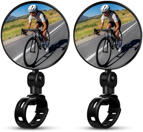 2 Pcs Bike Mirror Handlebar Mount, Convex and 360° Adjustable View