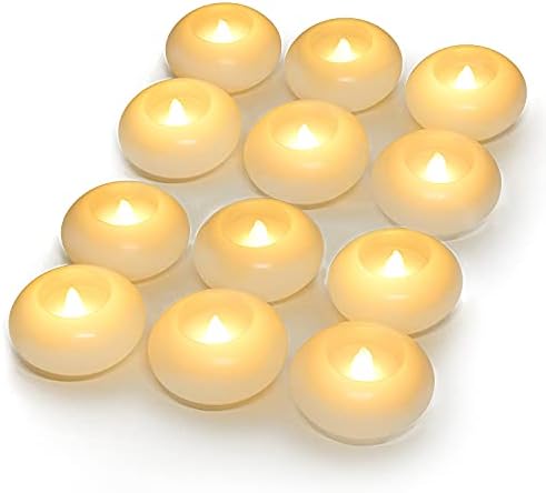 Homemory 3 Inch Flameless Floating Candles, White Real Wax, 100+ Hour, Battery Flickering Waterproof Tealights-Wedding Centerpiece, Engagement
