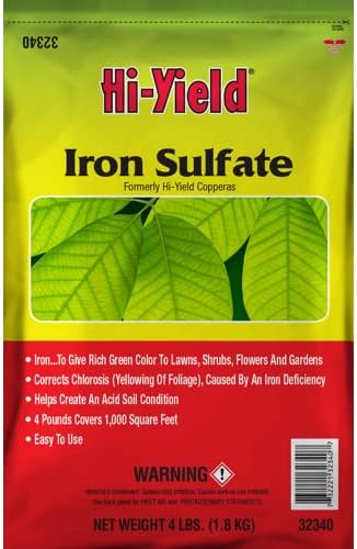 Hi-Yield (32340) Iron sulfate, 4 lbs | Iron sulfate granular - Lowers soil pH and corrects iron deficiency for acid-loving plants - Home gardeners