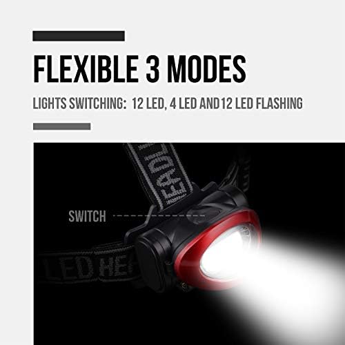 Lichamp Headlamp, 10 Pack 12 LED 3 Mode Portable Head Lamp Flashlight, Outdoor Lightweight Durable Headlight for Running, Camping, Reading, Fishing