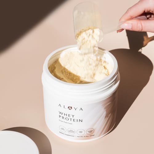 Alaya Naturals - Grass Fed Whey Protein Powder - Vanilla Flavor, All Natural, Hormone Free - 20g Protein per Serving - Non-GMO, rBGH Free