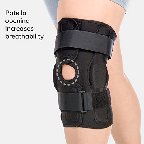 BraceAbility Torn Meniscus ROM Knee Brace - Hinged Post Surgery Support with Flexion Extension Control for Hyperextension and Locking Treatment, Ligament PCL or ACL Tears, Osteoarthritis Relief (XL)