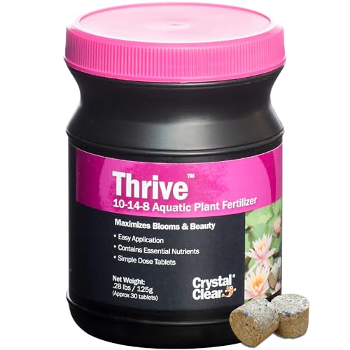 CrystalClear Thrive Pond Plant Food, Fish Safe Fertilizer, 200 Tablets | For aquatic water gardens, nutrients boost lily & lotus flower bloom and root growth