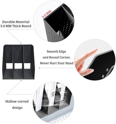 SAYEEC Collapsible Magazine Holder Plastic Desktop 4 Compartment File Rack Magazine Organizer Vertical File Divider Sorter Storage Document