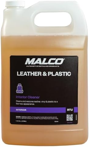 Malco Leather & Plastic Cleaner – Penetrates Deep to Remove Dirt, Grime and Oily Soils/Restores Leather, Plastic and Vinyl/Leaves Surfaces Clean, Shiny and Film-Free / 1 Gallon (100101)
