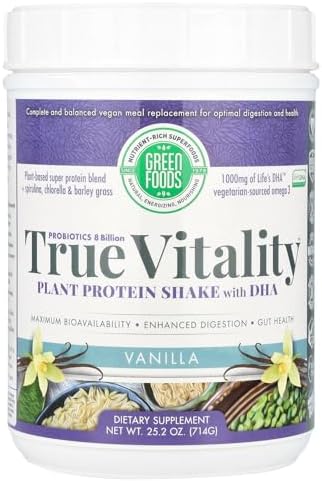 Green Foods True Vitality Plant Protein Shake, Vanilla, 25.2 Ounce