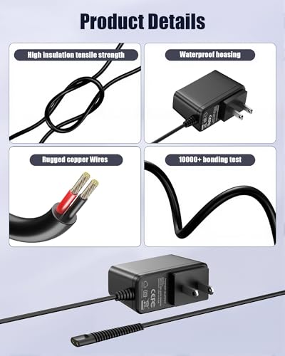 Charger Replacement for Braun Charger, 12V Power Cord Compatible with Braun Shaver Series 3/5/7/9/1/6/8