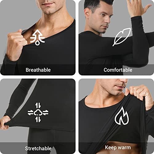 PISIQI Thermal Underwear Men Long Johns Set Ultra-Soft with Fleece Lined Base Layer Winter Skiing Warm Top & Bottom