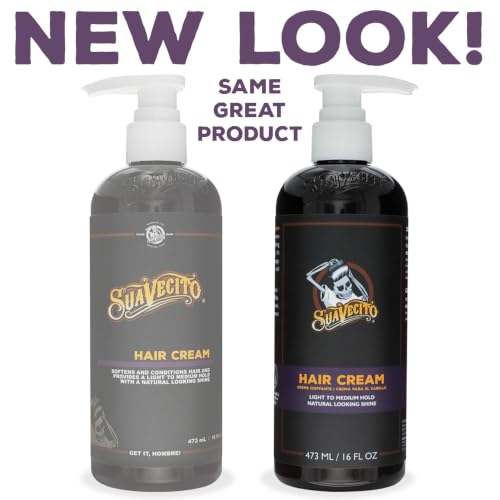 Suavecito Hair Cream for Men - Pump Bottle, Light Hold, Natural Shine, Water Based, Tames Frizz, Great for Curly Hair