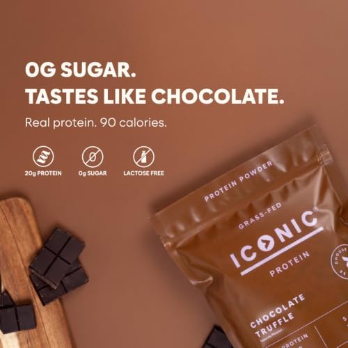 ICONIC Protein Powder, Chocolate Truffle - Sugar Free, Low Carb Protein Powder - Lactose Free, Gluten Free