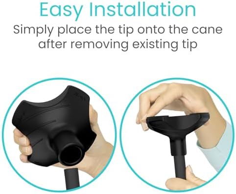 Vive Self Standing Walking Cane Tip 3/4 Inch Heavy Duty Replacement Quad