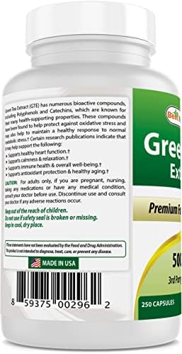 Best Naturals Green Tea Extract 500 mg 250 Capsules