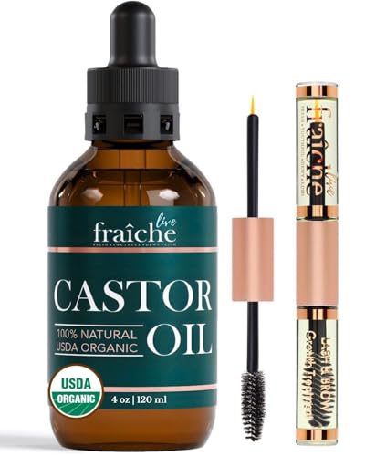 Organic Castor Oil Eyelash Growth Serum, Eyebrow Lash Serum for Hair Growth