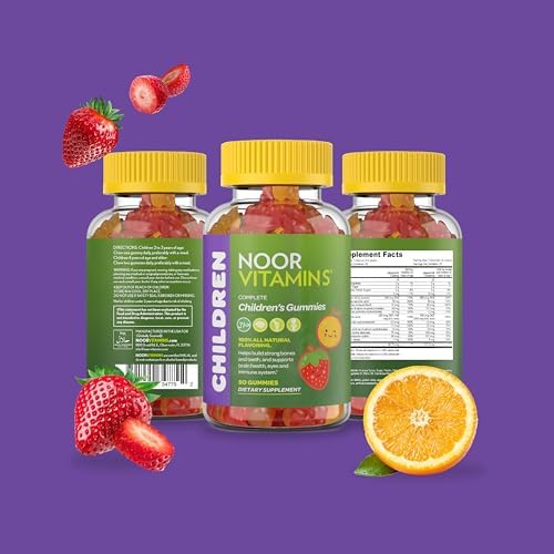 Noor Vitamins Halal Vitamins, Kids Vitamins, Kids Multivitamin Gummies: Vitamin C for Kids, D3, and Zinc for Immunity