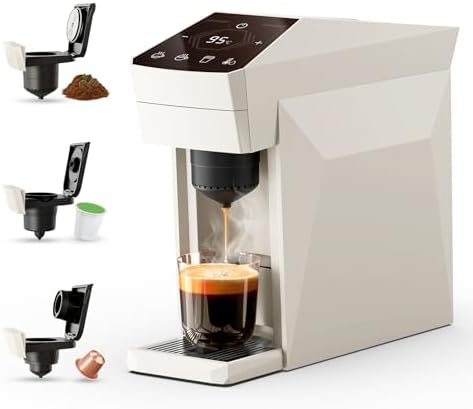 Max Espresso Coffee Maker for K-Cup, Espresso Machine for Nespresso Original Coffee Pods, Ground Coffee, Machine for Cappuccino & Latte