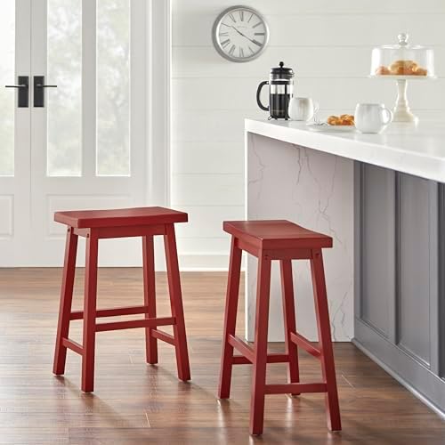 SilkWood Studio Arizona 24 inch Solid Wood Saddle Stool, Red
