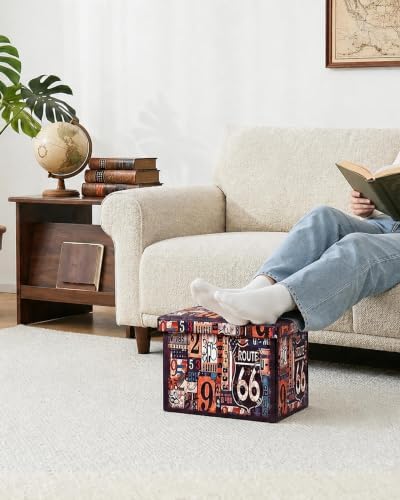 B FSOBEIIALEO Folding Storage Ottoman Bench with Faux Leather Footrest Seat, Coffee Table 30"x15"x15"