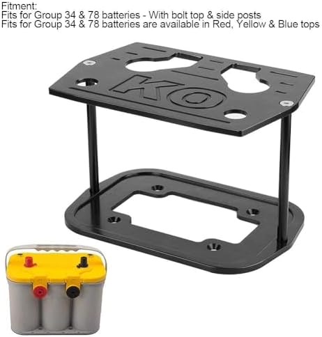 Aramox Stainless Steel Battery Tray for Group 34 & 78 Batteries - Red, Yellow & Blue Tops