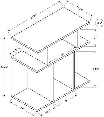 Monarch Specialties , Accent Side Table, Cappuccino, 24H"