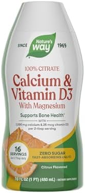 Nature's Way Calcium & Vitamin D3 with Magnesium Liquid, 16 Fl Oz | Fast-Absorbing Liquid Calcium