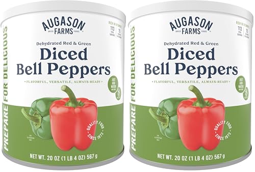 Augason Farms Dehydrated Diced Bell Peppers Can | Emergency Food Supply, 113 Servings, 25 Year Shelf Life, Red and Green Peppers, Dehydrated Meals