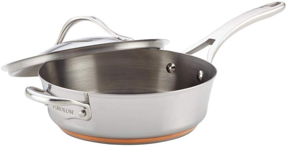 Anolon Nouvelle Stainless Steel Cookware Pots and Pans Set, 10 Piece | Stainless Steel Cookware Set with Lids, Oven Safe to 500°F, Durable Everyday Cooking, Dishwasher Safe