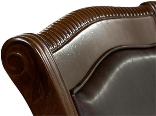 BOWERY HILL 19" Transitional Wood/Faux Leather Side Chair in Cherry (Set of 2)