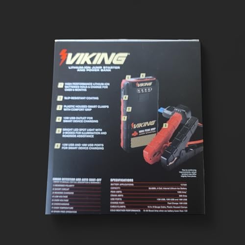 1000 Peak amp Lithium-ion Jump Starter and Power Bank Compatible with Viking