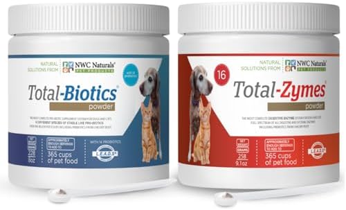 Pet Probiotic and Digestive Enzyme Powder Twin Pack, 2 Jar Set | 14 Probiotic Strains, 16 Digestive Enzymes, Flavorless Powders Blend with Pet Food, Each Jar Covers About 365 Cups of Food