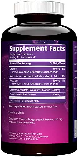 MRM Nutrition Glucosamine 1500mg & Chondroitin Sulfate 1200mg - 60 Servings | For Women and Men, Joint Support Supplement for Cartilage Health