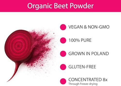 KOYAH - Organic Beet Powder, Freeze-Dried: 30 Servings | 1 Scoop = 1/2 Beet, Whole-Root Powder, 100% Pure Beetroot, No Additives