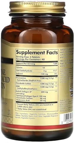 Solgar Glucosamine Hyaluronic Acid Chondroitin MSM, 60 Tablets | (Shellfish-Free), Joint Support & Comfort - Supports Active Lifestyles - Non-GMO, Gluten Free, Dairy Free - 20 Servings