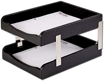 Dacasso Black Crocodile Embossed Leather Desk Set, 10-Piece