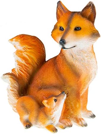 CLEVER GARDEN Cute Resin Garden Statue Decoration, Outdoor Lawn Yard Polyresin Animal Figurine Sculpture Ornament Décor, Fox Family