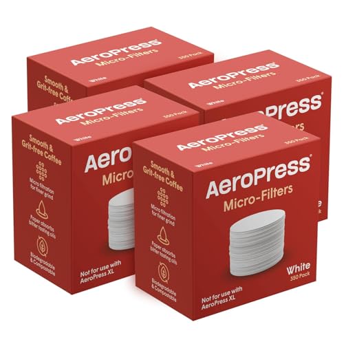 AeroPress White Paper Micro-Filters, 4 pack, 1400 Count Count | Compostable Coffee Filters Made From White, Chlorine-Free Paper
