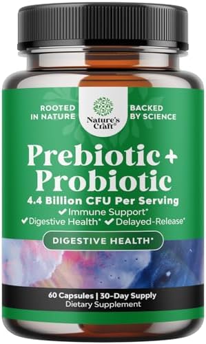 Prebiotics and Probiotics Gut Health Supplement-Super Potent Digestive Health Acidophilus Probiotic Capsules with Men & Womens Probiotics &