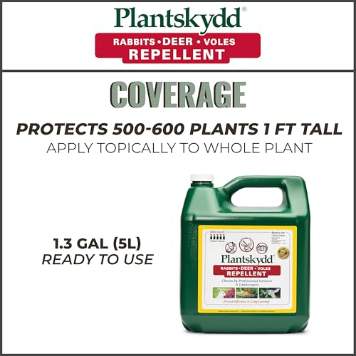 Plantskydd Animal Repellent, Deer, Rabbit, Ready-to-Use Liquid, 1.3 Gal | Year-Round Protection for Trees, Shrubs, Gardens, Flowers - Also Repels Elk