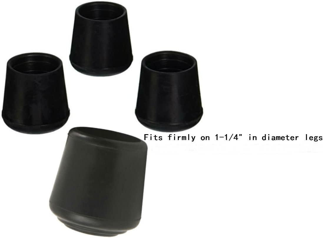 AKOAK 4 Pieces Table Chair Rubber Leg Tips Caps,1-1/4 Inch,Black