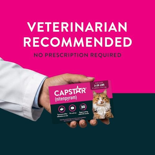 Capstar (nitenpyram) Cat Flea Treatment, Fast-Acting Oral Flea Treatment for Cats 2-25 lbs